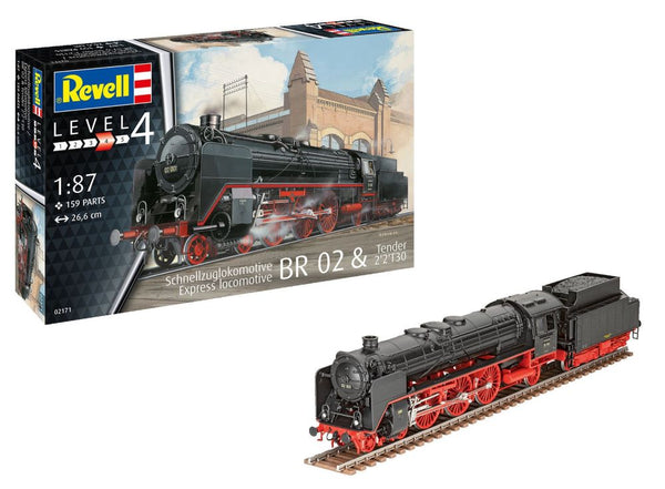 Black Forest® Hobby Supply Co Revell 2171 1/87 BR02 German Express Steam Locomotive w/T30 Tender — Military Vehicle Kits >