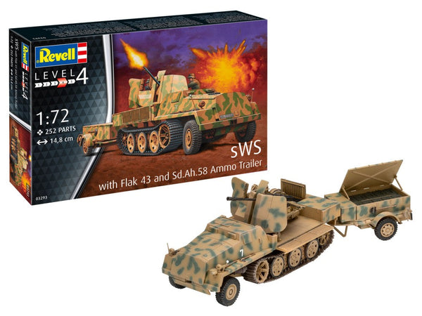 Black Forest® Hobby Supply Co Revell 3293 1/72 sWS Heavy Armored Halftrack w/3.7cm Flak 43 Gun — Military Vehicle Kits >