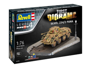 Black Forest® Hobby Supply Co Revell 3298 1/76 SdKfz 234/2 Puma Armored Vehicle Diorama Set w/paint & glue (D) — Military
