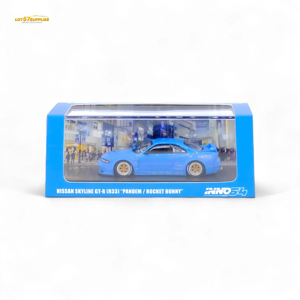 Inno64 Nissan Skyline GT-R R33 Pandem Rocket Bunny Widebody in Blue 1:64