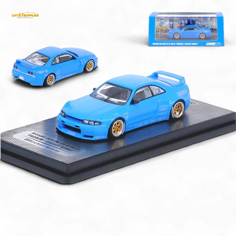 Inno64 Nissan Skyline GT-R R33 Pandem Rocket Bunny Widebody in Blue 1:64