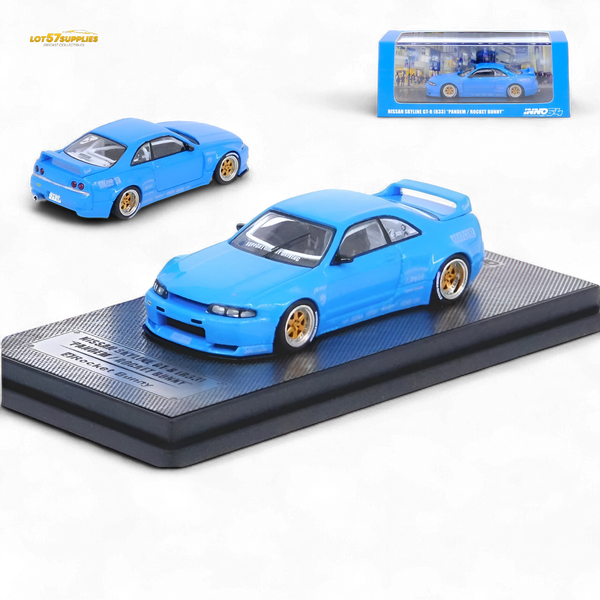Inno64 Nissan Skyline GT-R R33 Pandem Rocket Bunny Widebody in Blue 1:64