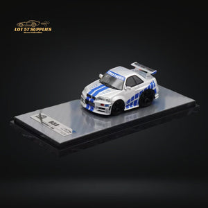 YM Model Skyline R34 Silver Blue F&F Livery 1:64