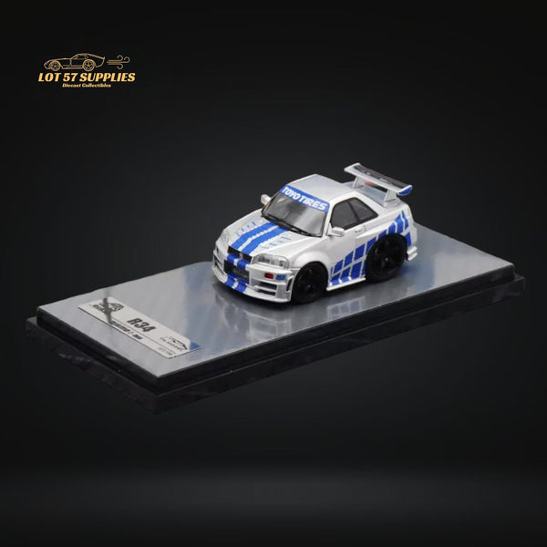 YM Model Skyline R34 Silver Blue F&F Livery 1:64
