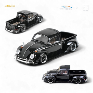 YM Model Volkswagen Beetle Pickup Truck FUSCUP Black 1:64