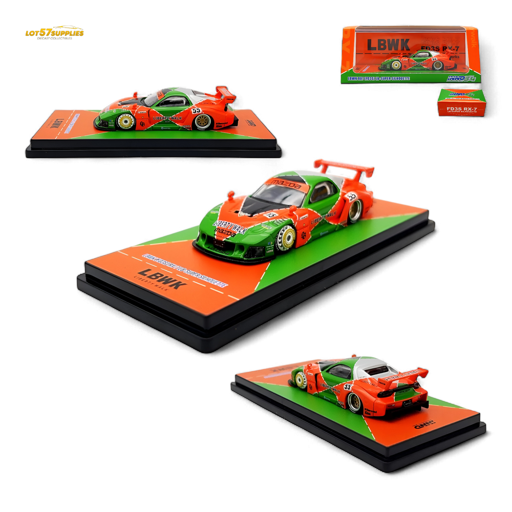 Inno64 Mazda RX-7 LBWK FD3S Orange/Green MDX 24' 1:64 IN64-LBWK-RX7-04