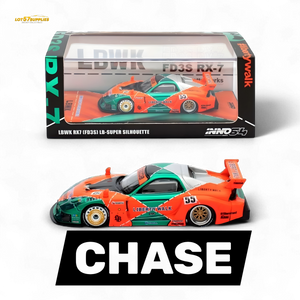 Inno64 CHASE Mazda RX-7 LBWK FD3S Orange/Green MDX 24' 1:64