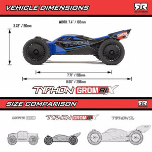 Arrma 2306ST1 TYPHON GROM 223S BLX Brushless 4X4 Small Scale Buggy RTR Red
