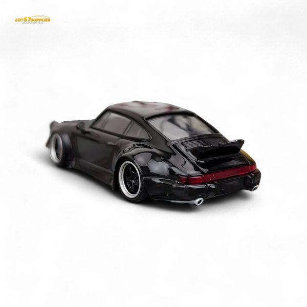 Flame Porsche 964 RWB Ducktail in Gloss Black 1:64