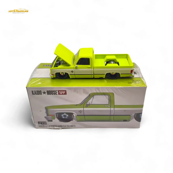 Mini GT x Kaido House Chevrolet Silverado FLO YELLOW 1:64 KHMG112