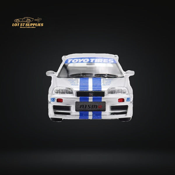 YM Model Skyline R34 Silver Blue F&F Livery 1:64