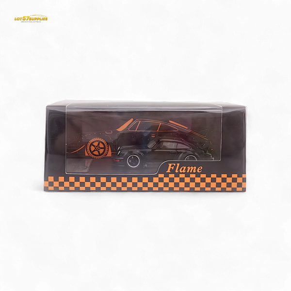 Flame Porsche 964 RWB Ducktail in Gloss Black 1:64