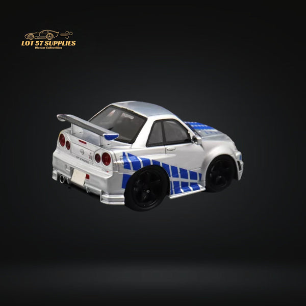 YM Model Skyline R34 Silver Blue F&F Livery 1:64