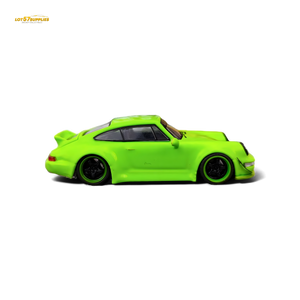 Flame Porsche 964 RWB Ducktail in Fluorescent Green 1:64