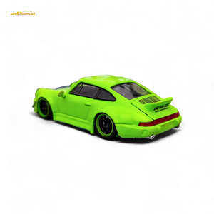 Flame Porsche 964 RWB Ducktail in Fluorescent Green 1:64