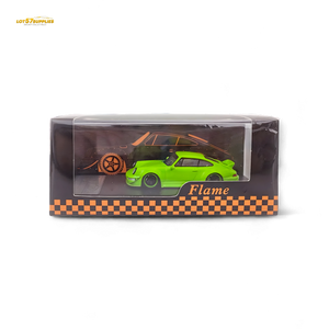 Flame Porsche 964 RWB Ducktail in Fluorescent Green 1:64