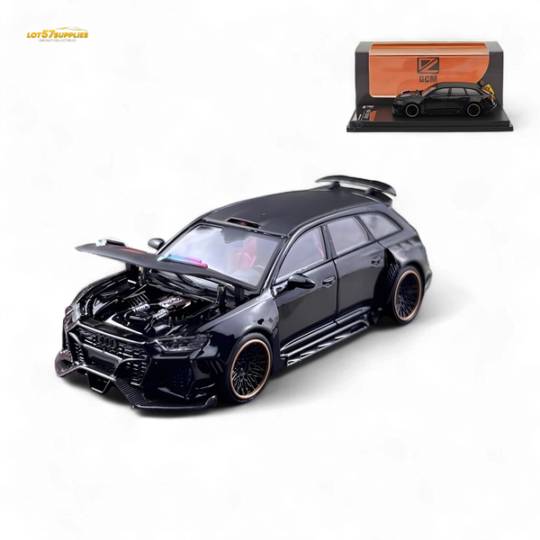 DCM Modified Audi RS6 Wagon Metallic Black - Engine & Openable Hood 1:64