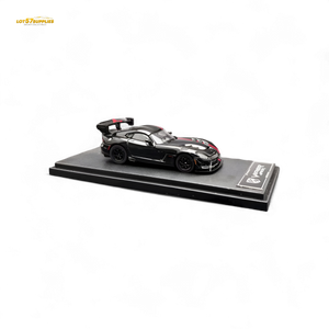 Model car on a display stand with a white background