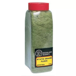 PowerHobby Woodland Scenics FL635 Static Grass Flock Medium Green 32 oz Train Scenery — HO Trees