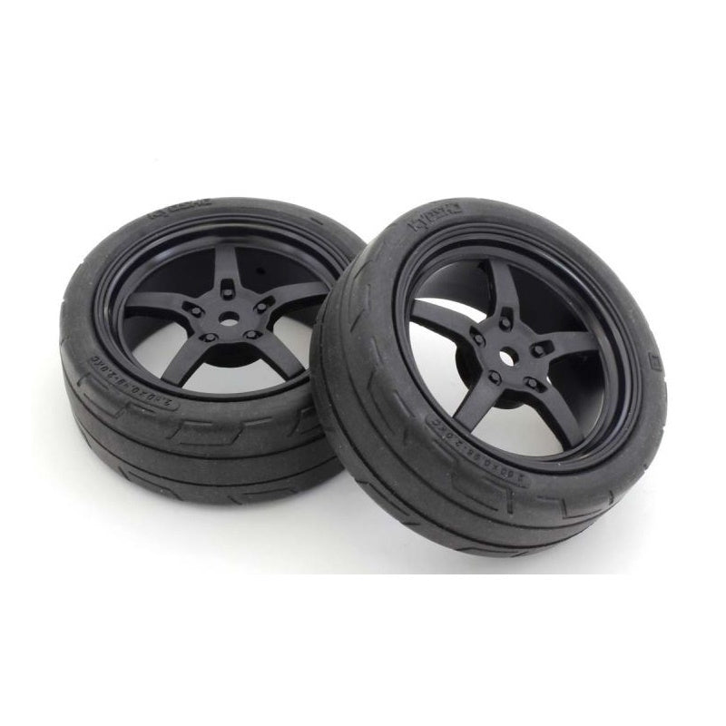 Kyosho KYOFATH705BKM Glued TC Tire FZ02 (M/5-S Racing Wheel/BL/2p) FATH705BKM
