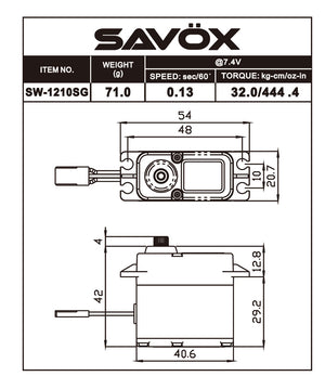 Savox - Waterproof Coreless Digital Servo 0.13sec / 444.4 @ 7.4V