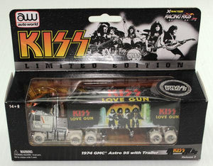 Autoworld iWheels KISS Love Gun Racing Rigs GMC TRUCK/Trailer White Aw Xtraction