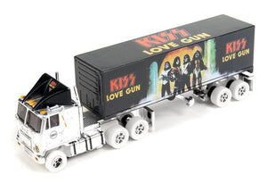 Autoworld iWheels KISS Love Gun Racing Rigs GMC TRUCK/Trailer White Aw Xtraction