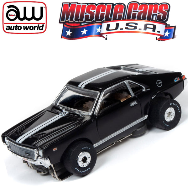 Auto World 1968 AMC AMX Black Thunderjet HO Slot Car SC349 fits AFX