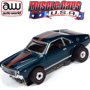 Auto World 1968 AMC AMX Blue Thunderjet HO Slot Car SC349 fits AFX