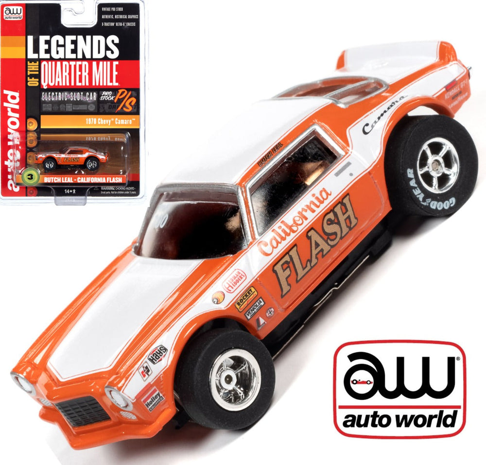 Auto World Xtraction Chevy Camaro Butch Leal California Flash HO Slot Car SC361