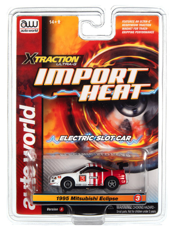 Auto World Mitsubishi Eclipse White Xtraction Import Heat for AFX HO Scale Slot Car SC378