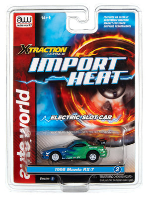 Auto World 1995 Mazda RX7 Green Xtraction Import Heat for AFX HO Scale Slot Car SC378