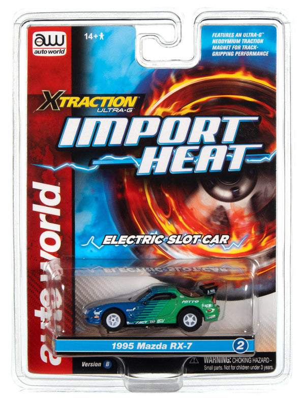 Auto World 1995 Mazda RX7 Green Xtraction Import Heat for AFX HO Scale Slot Car SC378