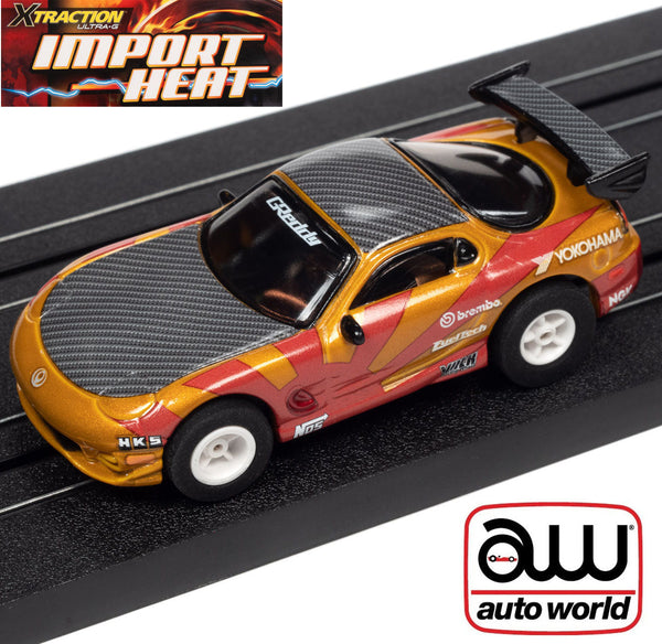 Auto World 1995 Mazda RX7 Gold Xtraction Import Heat for AFX HO Scale Slot Car SC378