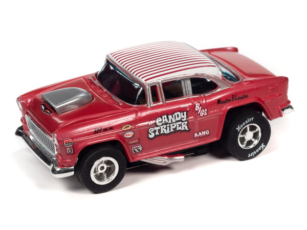 Auto World 1955 Chevy Bel Air Gasser Candy Striper Tribute HO Slot Car SC382