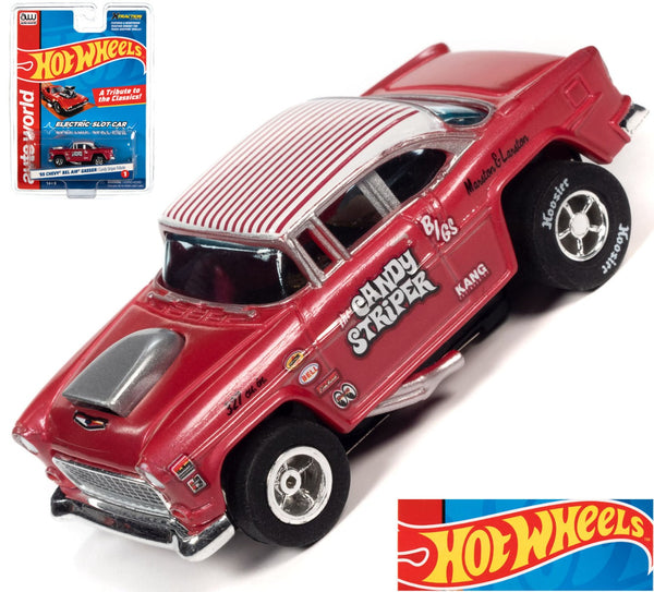 Auto World 1955 Chevy Bel Air Gasser Candy Striper Tribute HO Slot Car SC382