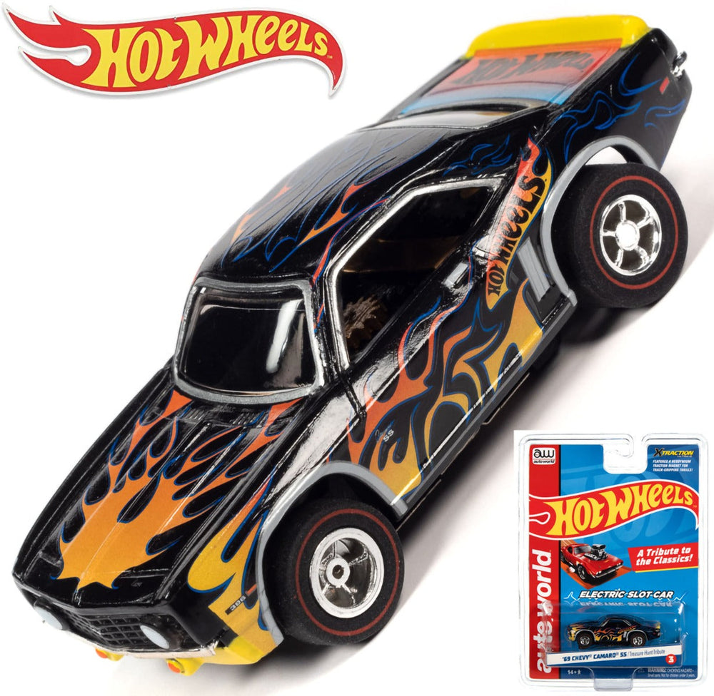 Auto World 1969 Camaro SS Hot Wheels Flames HO Slot Car SC382