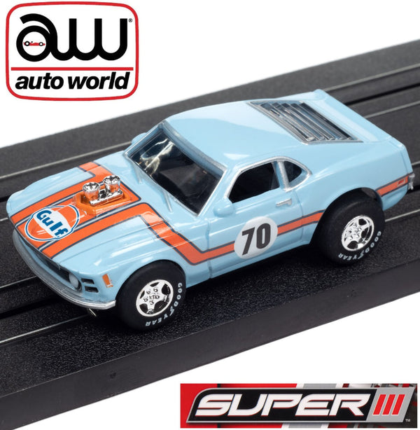 Auto World 1970 Ford Mustang Boss 302 Gulf Super III HO Slot Car AFX SC383