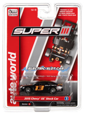 Auto World Super III 2015 Chevy SS Stock Black Nascar HO Scale Slot Car SC383
