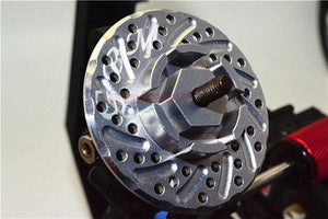 GPM ALUMINUM FRONT/REAR WHEEL HEX CLAW +3MM BRAKE DISK AXIAL SCX10 II GUN SILVER