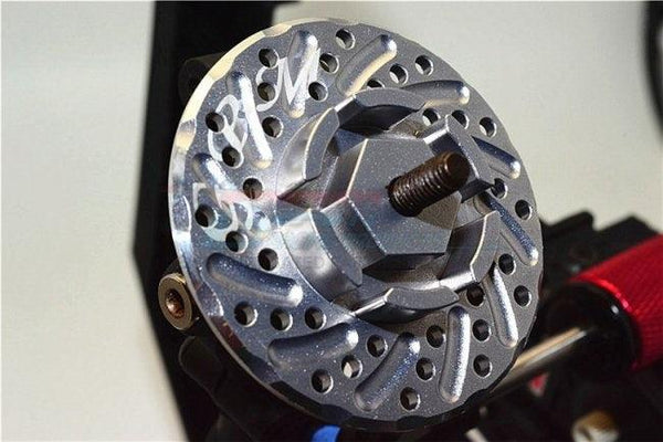 GPM ALUMINUM FRONT/REAR WHEEL HEX CLAW +3MM BRAKE DISK AXIAL SCX10 II GUN SILVER