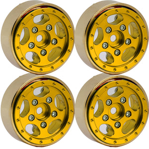 Powerhobby Z3 1.0" Aluminum Brass Ring Beadlock Crawler Wheels SCX24 Gold 1/24
