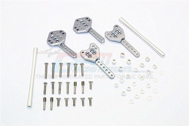 GPM ALUMINUM FRONT & REAR SHOCK TOWER ADJUSTABLE MOUNT AXIAL SCX10 II GUN SILVER