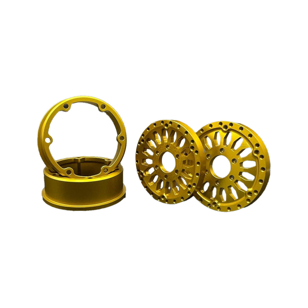 Reef's RC 1.9 Gold "Shield" Aluminum Beadlock Wheels w/Hubs (2)
