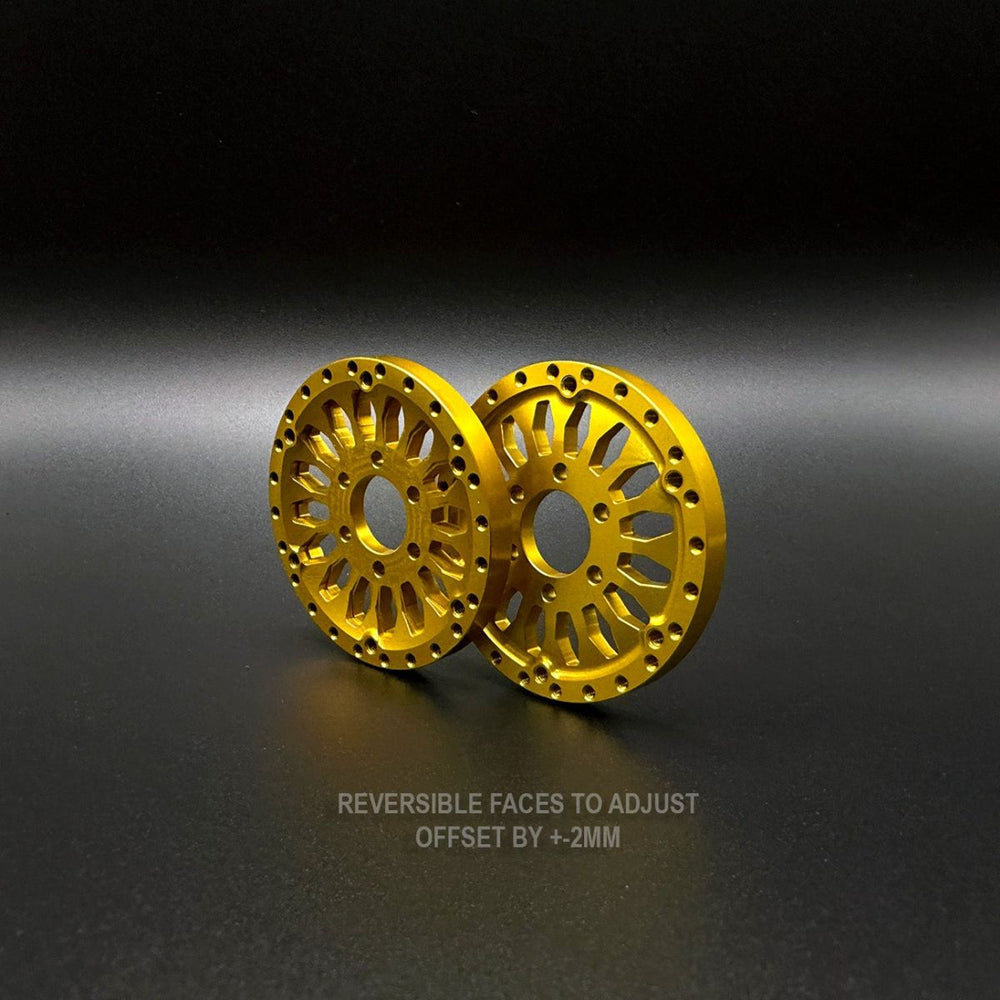 Reef's RC 1.9 Gold "Shield" Aluminum Beadlock Wheels w/Hubs (2)