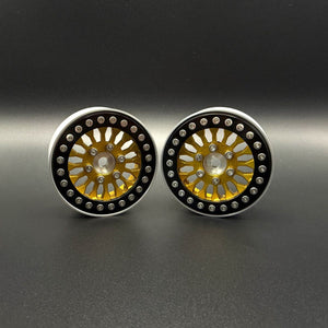 Reef's RC 1.9 Gold "Shield" Aluminum Beadlock Wheels w/Hubs (2)