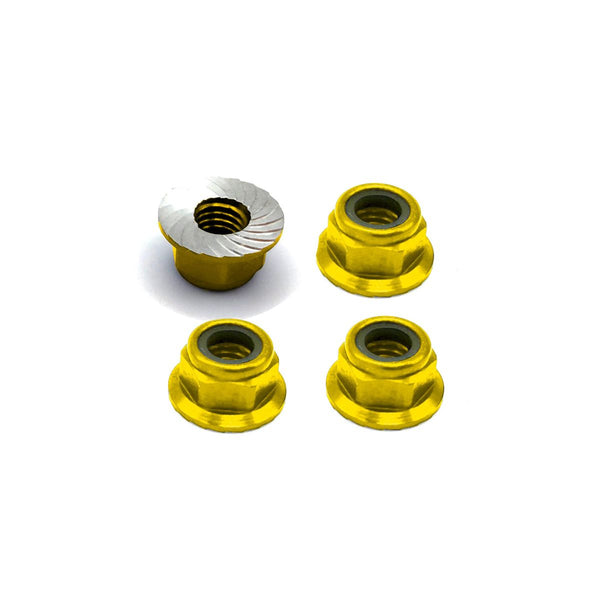 5mm Aluminum Flanged & Serated Lock Nut - Choose color
