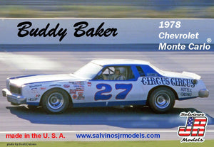 Salvinos JR Models 1/25 Buddy Baker #27 1978 Chevrolet Monte Carlo Plastic
