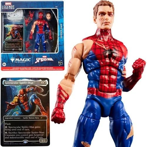 ToyShnip Spider-Man Marvel Legends Magic: The Gathering Battle-Damaged Spider-Man 6-Inch Action Figure and Card — Action &