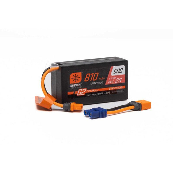 PowerHobby Spektrum SMART - SPMX812SH2 7.4V 810mAh 2S Smart G2 50C LiPo: IC2